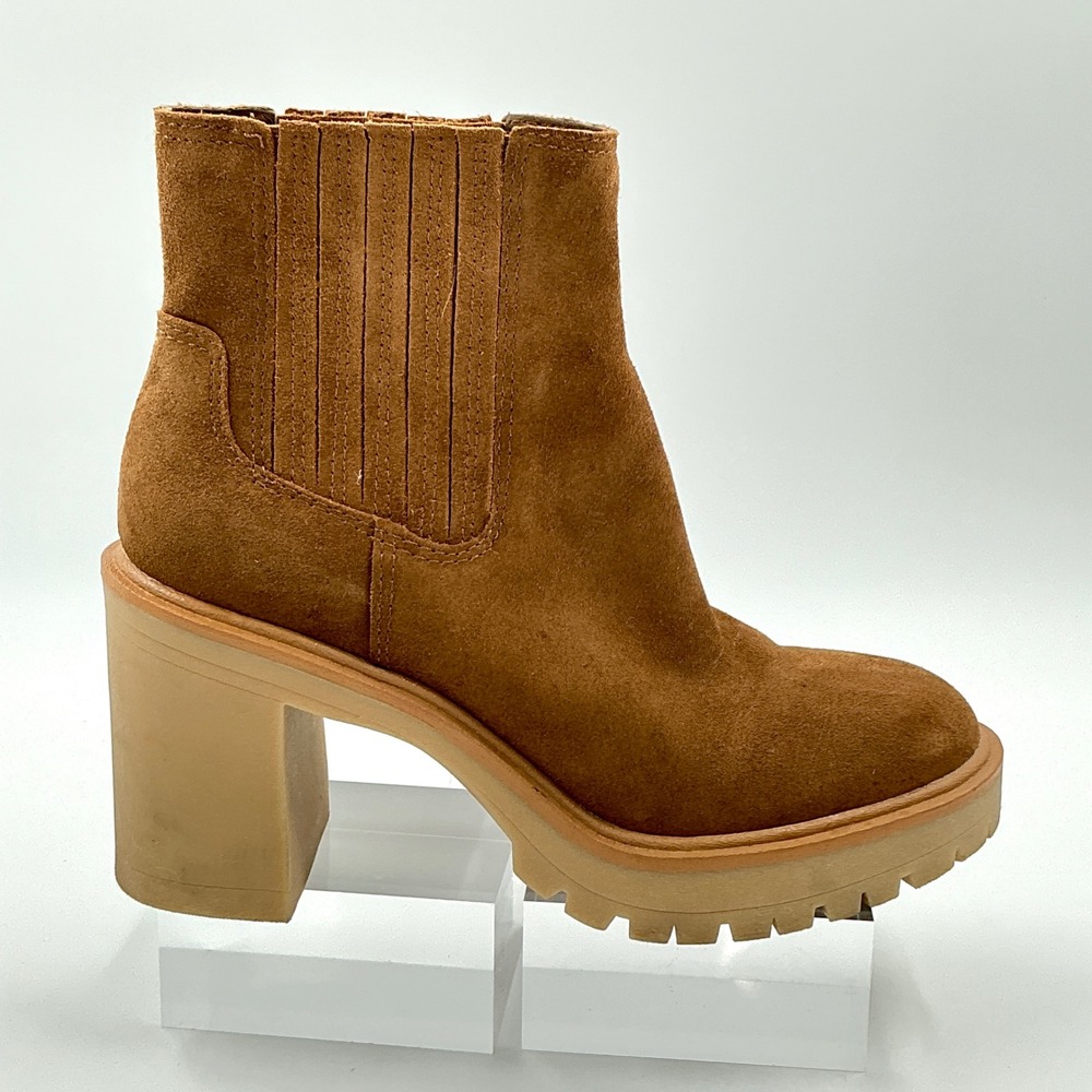 Dolce Vita Size 8.5 Boot Camel Suede Waterproof Lug Sole Caster H2O Women $160